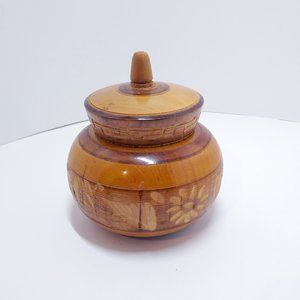 Round Wooden Multipurpose Jewelry Trinket Box